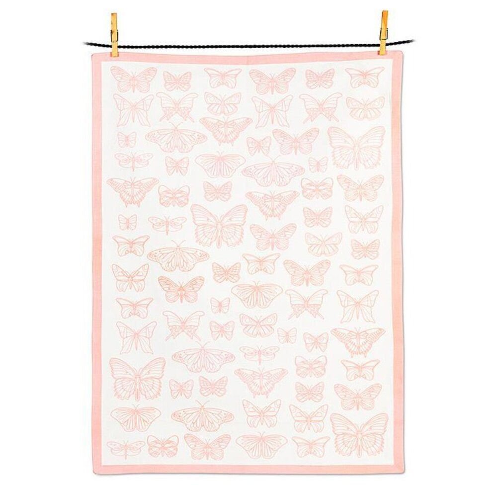Abbott Collection Pink Butterfly Tea Towel | Spring Kitchen Decor | Cottagecore